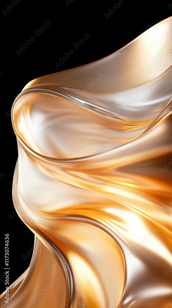 Poster dynamic flowing ribbon abstract digital art modern design black background artistic perspective visu