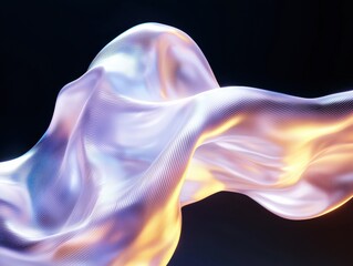 Dynamic abstract glowing fabric flow digital art abstract background black environment artistic viewpoint