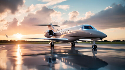 airplane in the sunset