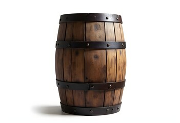 Obraz premium Wooden barrel isolated on white background, wine, beer, alcohol drink storage 3d illustration 