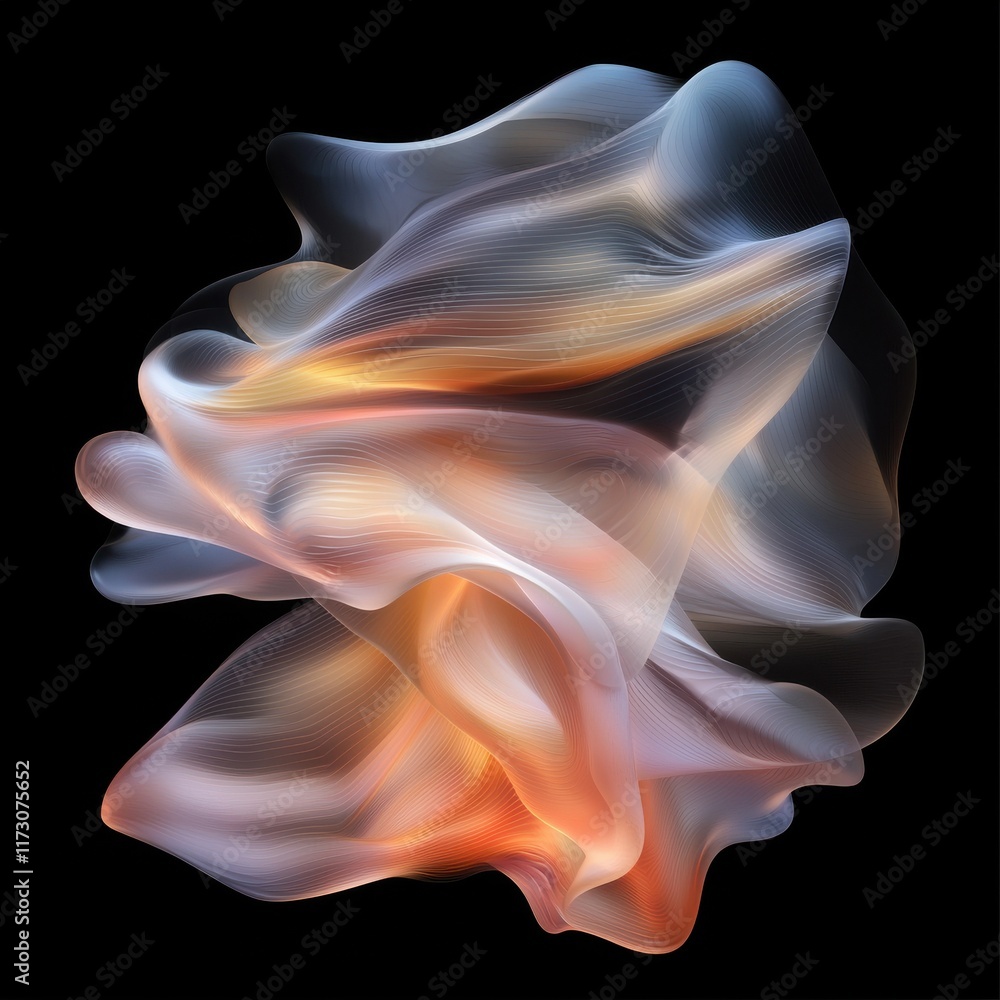 Poster dynamic digital abstract background of fluid motion illusions in artistic space 3d rendered illumina