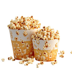 popcorn in bucket isolated on white transparent background