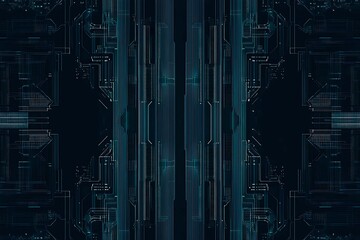 Abstract close-up of a glowing blue digital circuit board, showcasing intricate connections and technological design on a black background.
