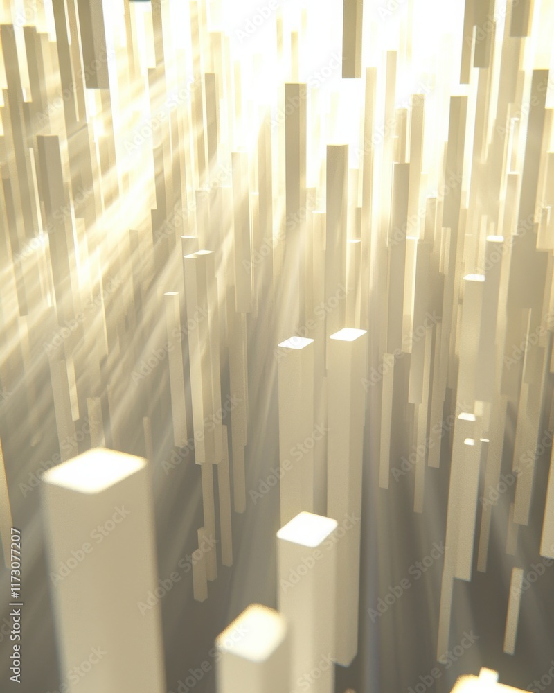 Poster dynamic ray formation in abstract digital landscape virtual environment graphic art ethereal perspec