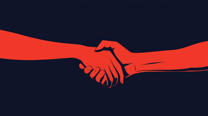 Handshake between two hands on deep navy background, symbolizing unity
