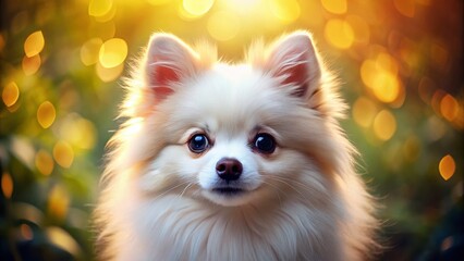 Obraz premium Adorable Pomeranian Spitz Puppy Panoramic Portrait