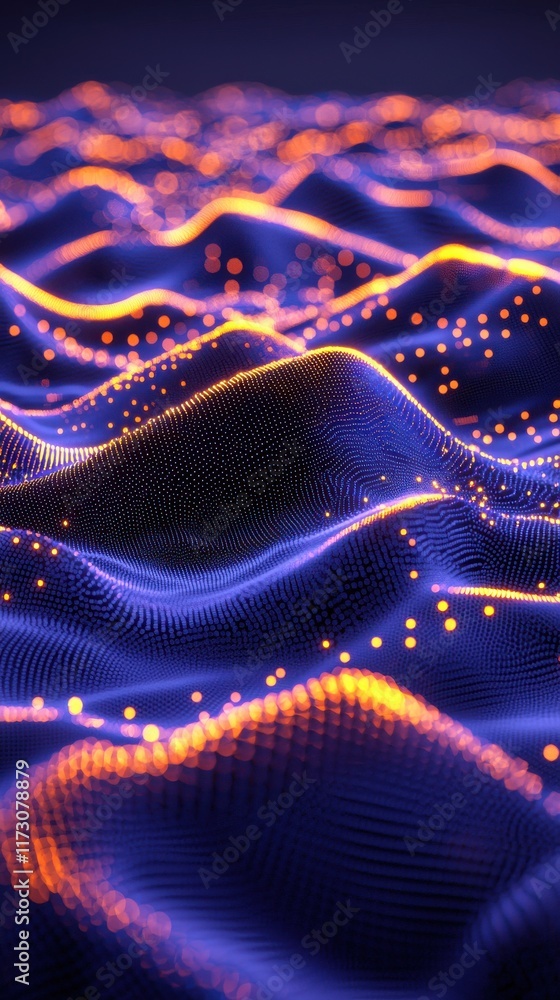Poster dynamic digital abstract waves virtual environment ai visualization futuristic concept high-tech vie