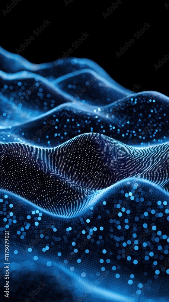 Poster futuristic digital abstract waves high-tech environment visual content dark background dynamic viewp