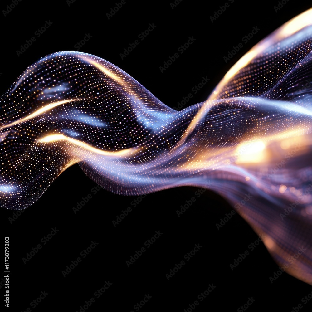 Poster dynamic digital abstract waves virtual space data visualization futuristic environment close-up view
