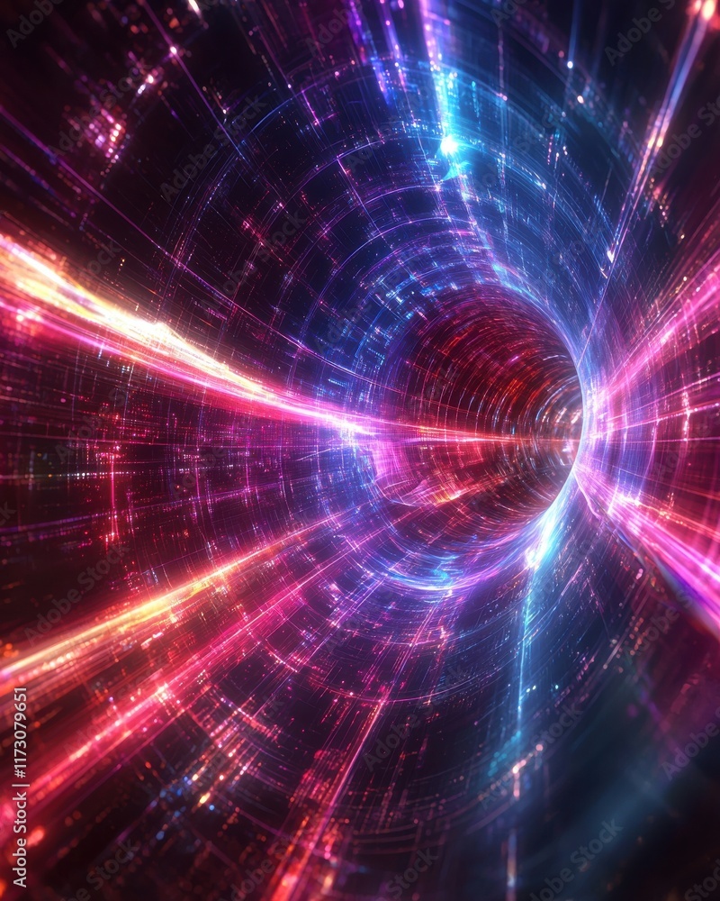 Poster dynamic holographic particle stream digital space abstract visualization futuristic environment 3d p