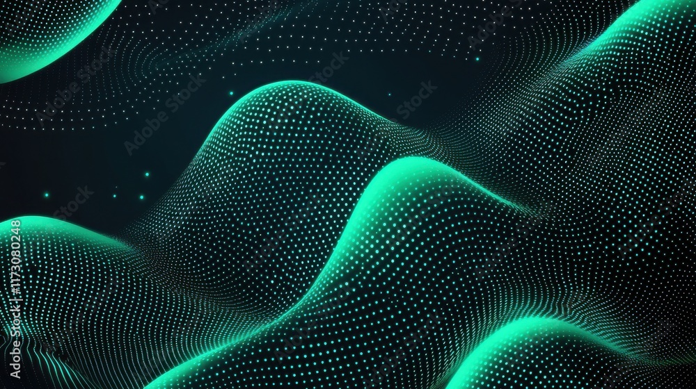 Poster digital abstract background glow in the dark waves virtual space graphic design dark environment aer