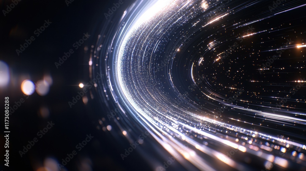 Poster dynamic light trails digital realm abstract visuals futuristic environment high-tech concept