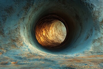 Abstract Tunnel Of Textured Rock And Light