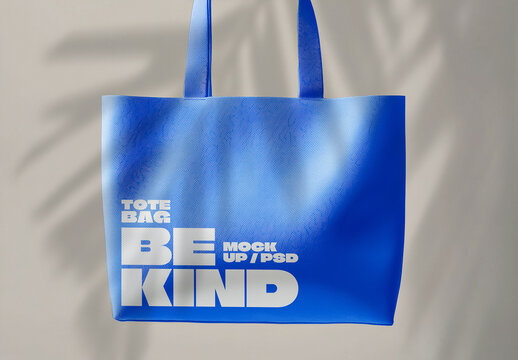 Hand Holding Tote Bag with Shadow Palm Mockup with Generative AI