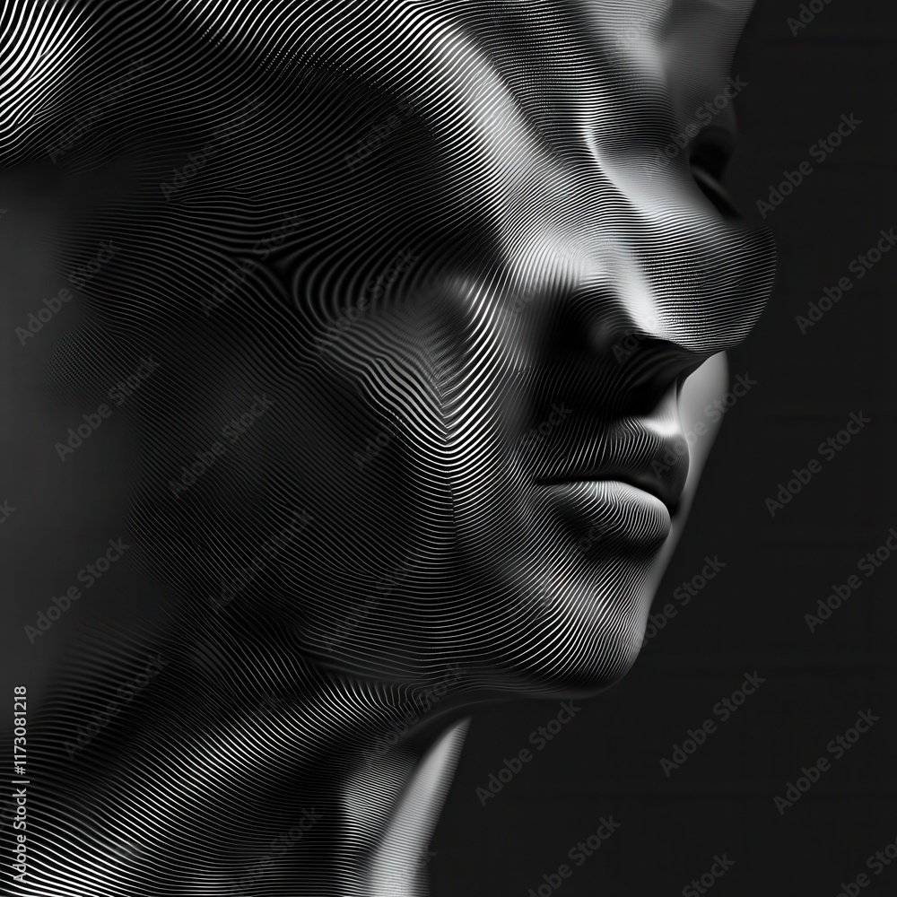 Poster dynamic digital abstract background featuring biometric wave pattern modern art display creative stu