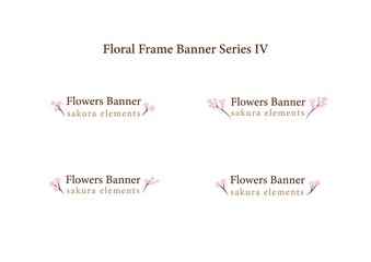 set of blossom sakura flower banner isolated on white background