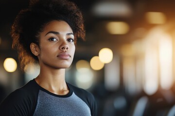 Fototapeta premium Fitness enthusiast in a gym setting preparing for a workout session in the early morning light