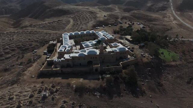 Aerial video of Nabi Musa in the Judean Desert, Israel