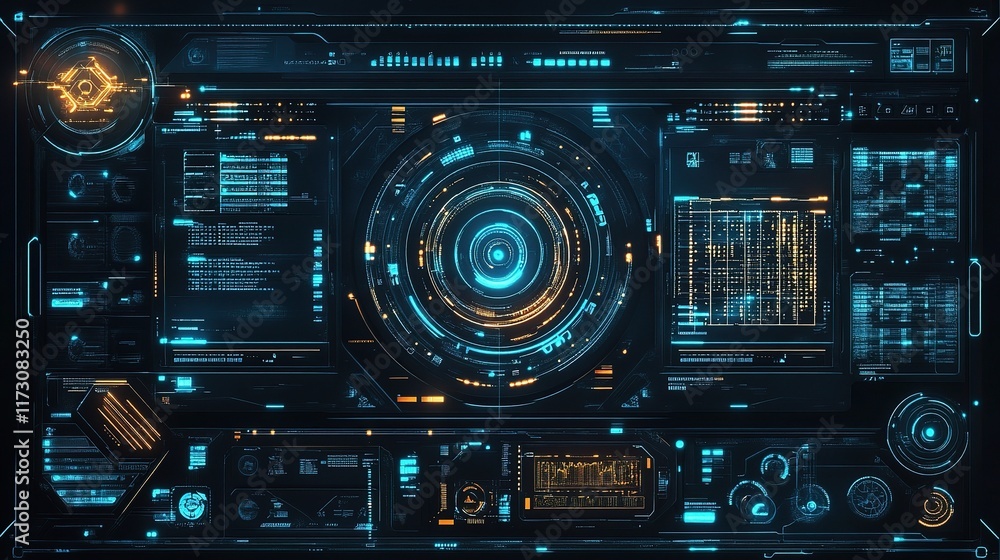 Aufkleber abstract technology interface with glowing light pattern design