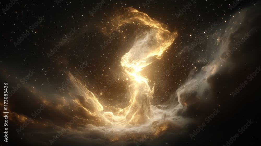 Poster dynamic cosmic clouds displaying digital abstract art in a stellar environment captured from a cosmi