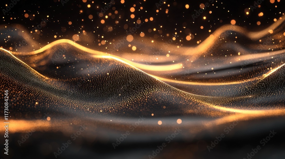 Poster dynamic energy particle trails abstract digital background visual art dark environment vibrant conce