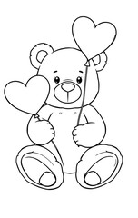 Teddy bear with heart in pink design, cute and loving illustration for Valentine's Day card, perfect gift idea for baby boy, fun and playful art drawing