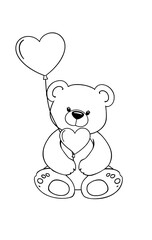 Fototapeta premium Teddy bear with heart in pink design, cute and loving illustration for Valentine's Day card, perfect gift idea for baby boy, fun and playful art drawing