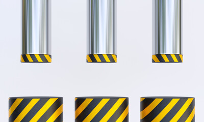Hydraulic press close up isolated on white background. 3D Rendering