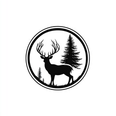 Fototapeta premium Majestic Deer Silhouette in Forest Setting