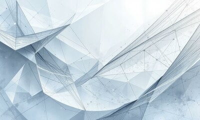 Abstract Art Featuring Complex Network Of White Geometric Shapes On Light Blue Background