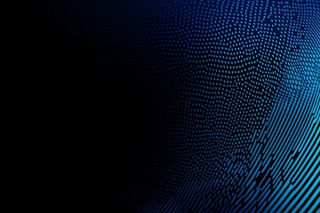 Abstract close-up of a glowing blue digital circuit board, showcasing intricate connections and technological design on a black background.
