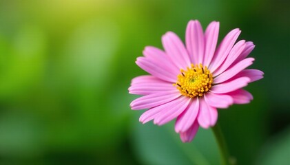 Delicate pink daisy petal on a green leaf stem, flower, daisies, fresh