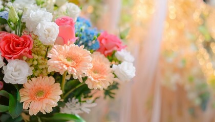 ピンク色のかわいい背景と美しいブーケの背景素材3