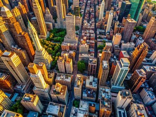 Fototapeta premium Aerial View Midtown East Side Cityscape Drone Photography