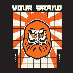 Japanese Illustration style daruma doll