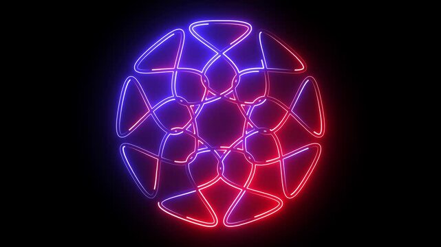 A glowing neon mandala icon featuring intricate geometric patterns with vibrant hues of blue, pink, and purple. Its symmetrical design radiates energy, combining spiritual symbolism with modern.