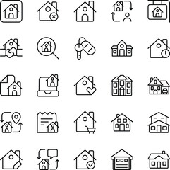 Real estate outline vector icons pack
