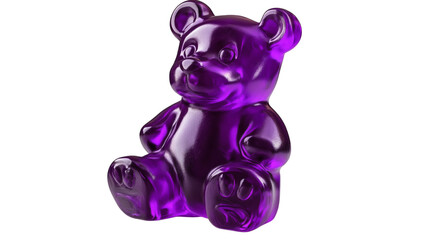 purple gummy bear realistic isolated on white transparent background