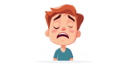 Sad Cartoon Character with Emotional Expression