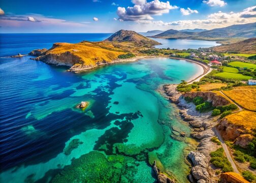 Aerial View of Capo Stavros, Limnos Island, Greece: Stunning Coastal Landscape