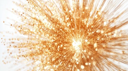 Abstract explosion of golden particles creating a dynamic effect.