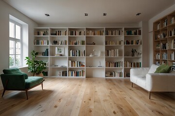 Fototapeta premium book shelves in a living room