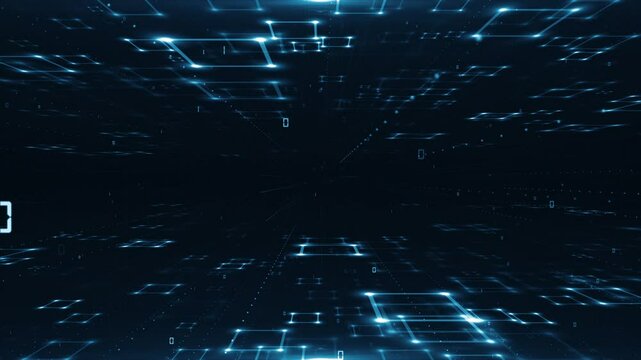Technology tunnel digital business corporate abstract particles hex presentation broadcast background loop
