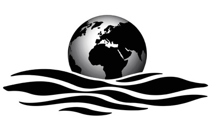 Global Harmony reflected in serene waves showcasing Earth&rsquo;s beauty and fragility