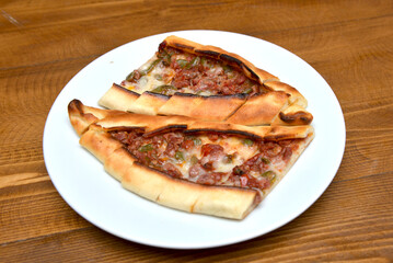 Turkish Meat Cubed and Kashar Cheese Pita - Savory Flatbread with Minced Meat and Cheese