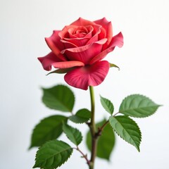 Rose in full bloom on a white background with a soft focus effect, natural, flowers, blooming