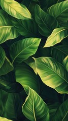 Fototapeta premium Lush green leaves creating a vibrant natural pattern.