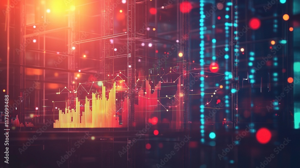 Poster abstract business construction background with data visualization effects