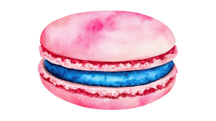 Colorful Watercolor Macaron Dessert Illustration