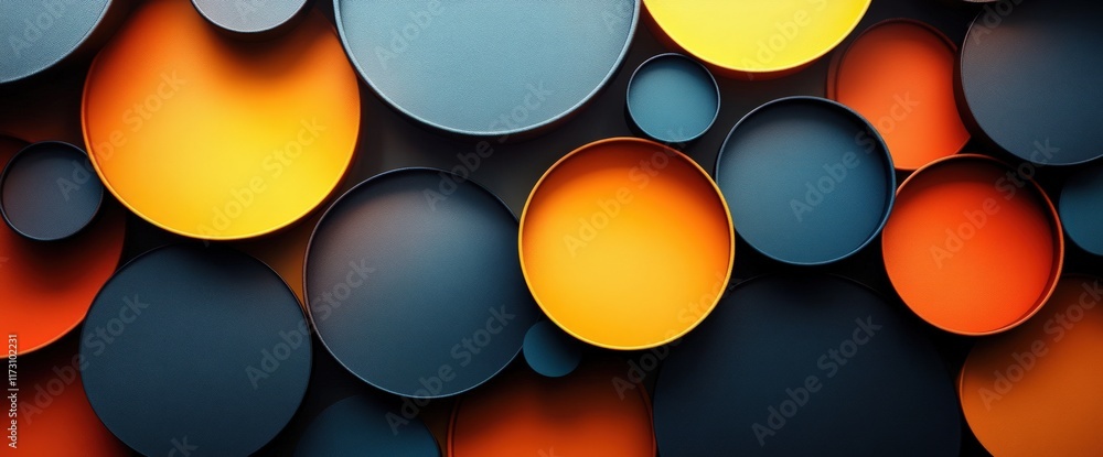 Poster abstract colorful circles overlap background.
